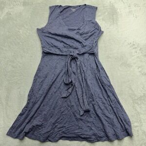 Toad&Co Dress Womens XL Blue Rosemarie Sleeveless Wrap Tie Waist Geometric Print